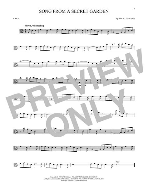 Song From A Secret Garden By Secret Garden Sheet Music For Viola Solo At Sheet Music Direct