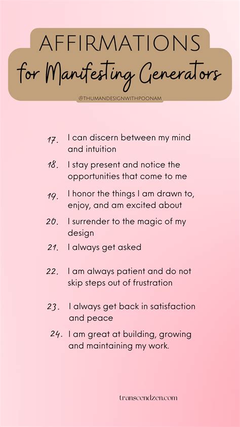 Affirmations For Manifesting Generators In Human Design Part