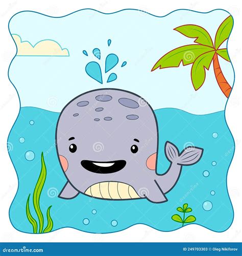 Caricatura Submarina De Ballena Linda Clipart De Ballena Ilustración