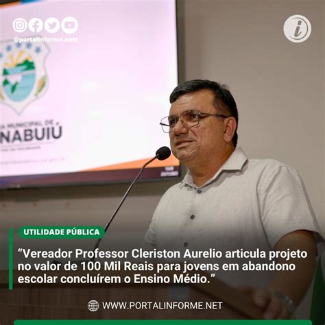 Vereador Professor Cleriston Aurelio Articula Projeto No Valor De 100