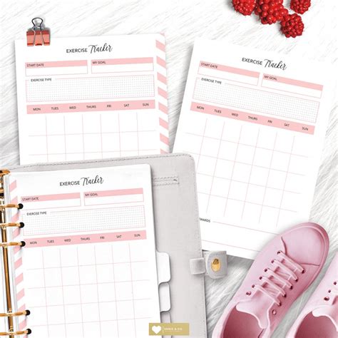 A4 Size Exercise Tracker Printable Insert Planner Insert Etsy