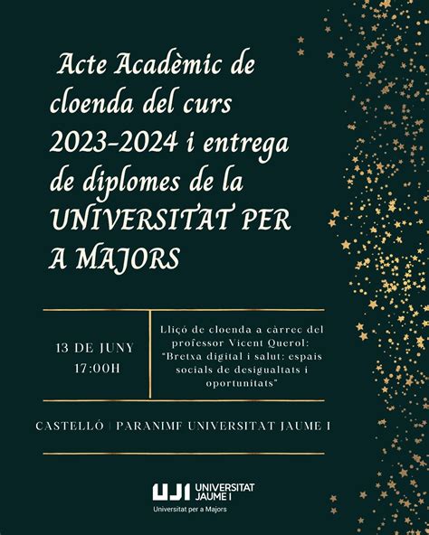 Acto Acad Mico De Clausura Del Curso Universitat Per A Majors