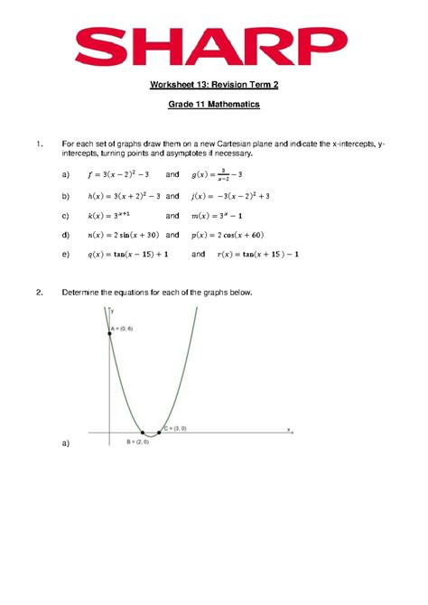 Worksheet 13 Term 2 Revision Worksheet 13 Revision Term 2 Grade 11