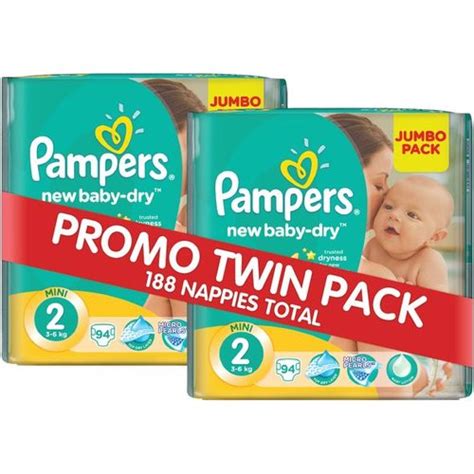 Pampers New Baby Dry Disposable Nappies Size 2 94 S 2 Pack Baby