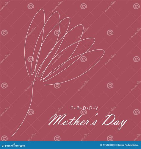 Happy Mothers Day Card Pink Flower Vector Stock Vector Illustration