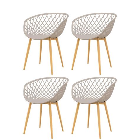 Kit 4 Cadeiras Clarice Rivatti Polipropileno Nude Base Metal MadeiraMadeira