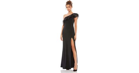 Mac Duggal Ieena Ruffled One Shoulder Gown In Black Lyst