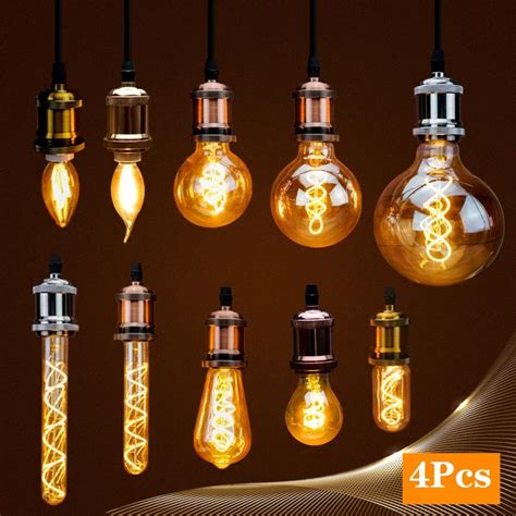 4pcs Lot Retro Spiral Light Led Filament Bulb 220v St64 G125 G95 G80 T45 C35 A60