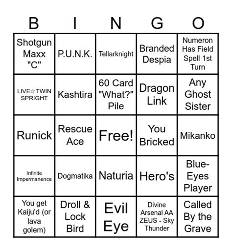 Yu Gi Oh Master Duel Bingo Card