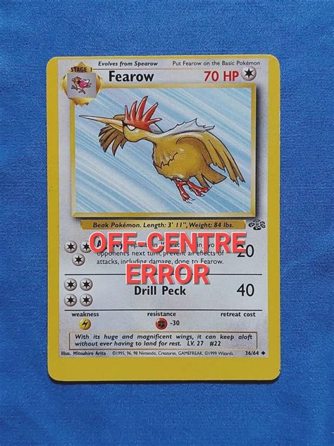 Oc Fearow Error Jungle English Miscut Off Center Centre