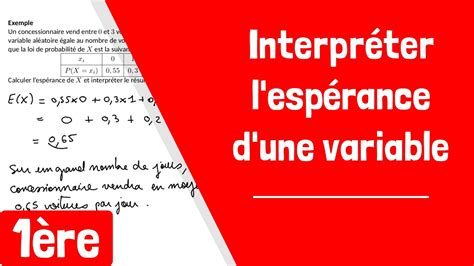 Comment Interpr Ter L Esp Rance D Une Variable Al Atoire Youtube