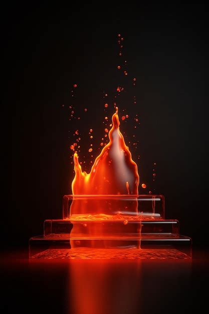 Un Fuego Rojo En Un Cubo Con Un Chorrito De Agua En El Aire Foto Premium