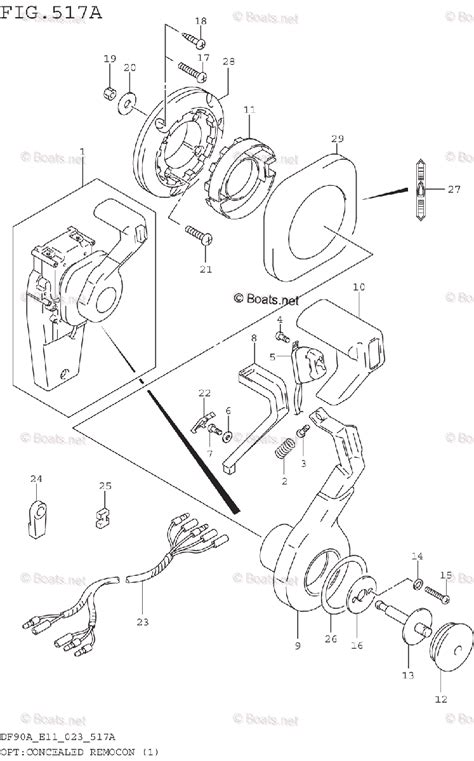 Suzuki Outboard 2023 Oem Parts Diagram For Opt Concealed Remocon 1 See Note