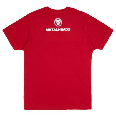 Metalheadz Logo T Shirt White On Stereo Red