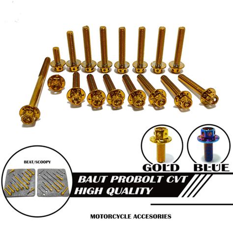 Jual Baut Blok Cvt Probolt Thailand Flower Gold Blue Beat Scoopy Full