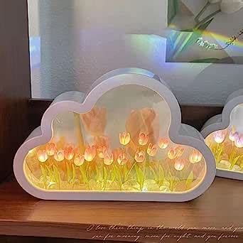 Cloud Mirror Light Tulip Mirror Lamp Led Cloud Tulips Night Lights