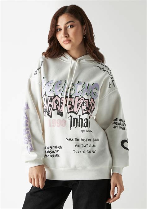 Buy Women's Graphic Print Hooded Sweatshirt with Long Sleeves Online ...