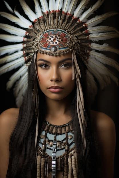 Premium Photo | Young Native American woman from North America