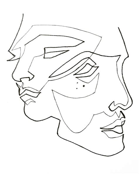 Double Faces Line Sketch Sketches Single Line