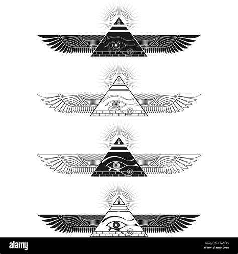 Winged Pyramid Vector Design With Eye Of Horus Ancient Egyptian