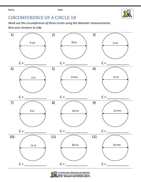 Find Circumference Of A Circle Worksheet Pdf