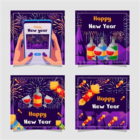 Happy New Year Social Media Post 4427235 Vector Art At Vecteezy