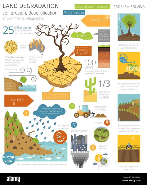 Global Environmental Problems Land Degradation Infographic Soil