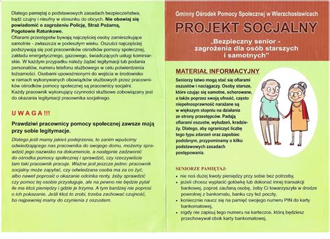 Projekt Socjalny Pn Bezpieczny Senior Zagro Enia Dla Os B Starszych