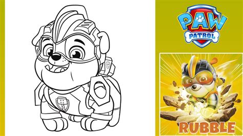 How To Draw Rubble 🐶 Paw Patrol Drawing Easy Mighty Pups Rubble 🐶 Paw