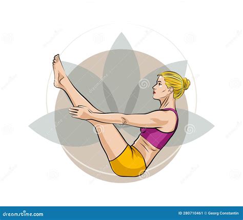 Yoga Pose Full Boat Paripurna Navasana Illustration Stock Vector