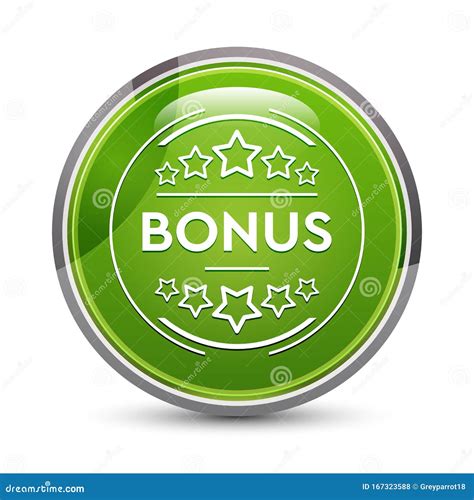 Bonus Badge Icon Elegant Green Round Button Vector Illustration Stock