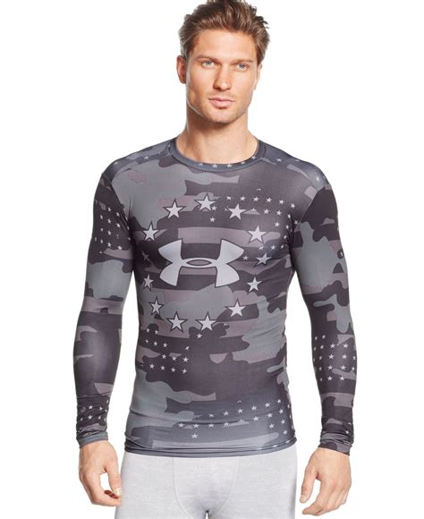 Under Armour Camo 2 0 Long Sleeve Heatgear T Shirt In Black For Men Lyst