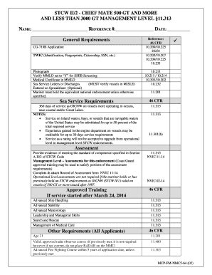 Fillable Online Uscg Stcw Ii Chief Mate Gt And More U S