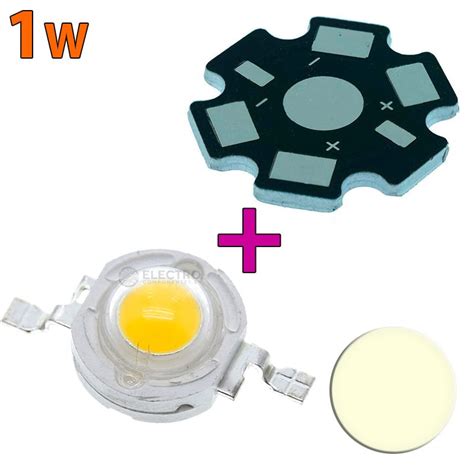 LED Alta Potencia 1W BLANCO CALIDO Con Disipador De Estrella