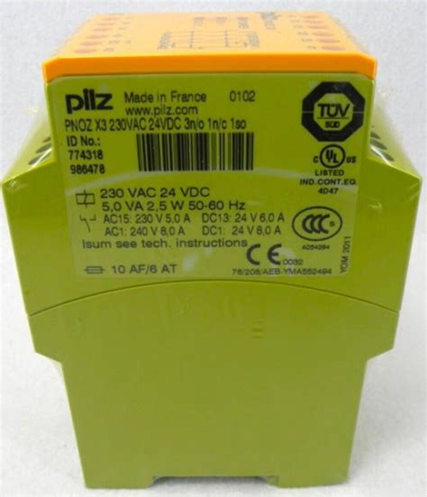 Pilz PNOZ X3 230VAC 24VDC 3N O 1N C 1SO Safety Relay 774318 For Sale