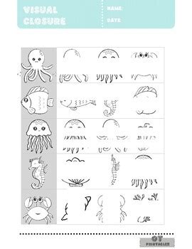 Visual Perceptual Skills VISUAL CLOSURE Worksheet By OT Printablez