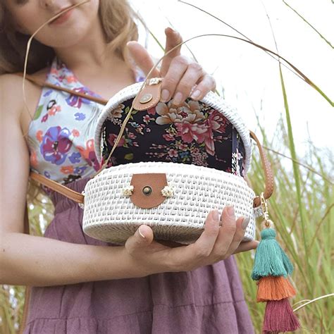 Sac Rond Rotin Blanc Marinera