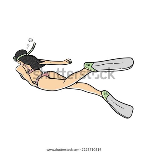 Sexy Bikini Girl Snorkeling On Low Stock Vector Royalty Free Shutterstock