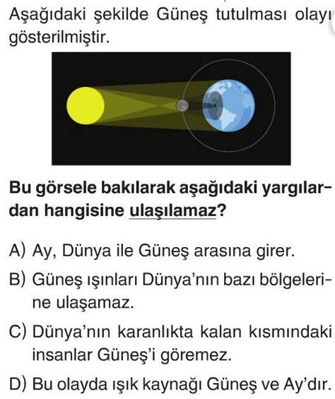 G Ne Sistemi Ve Tutulmalar Test Z S N F Fen Bilimleri Yeni Nesil