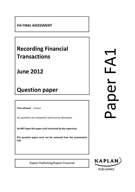 Fia Fa Mock Exam Question Fia Final Assessment Recording Financial