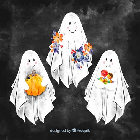 Colecci N De Fantasmas De Halloween Adorables Dibujados A Mano Vector