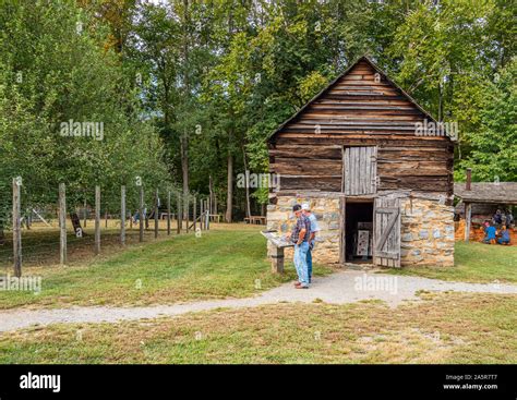 Mountain Farm Museum at the Oconaluftee Visitor Center in the Great Smoky Mountains National ...