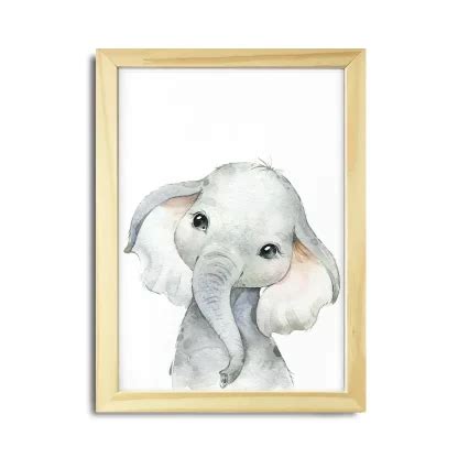 Quadro Decorativo Elefantinho Lindo Aquarela Safari SKU 2246 Loja Da