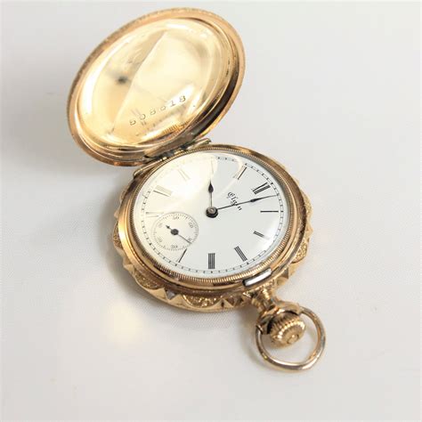 Vintage Elgin 14k Yellow Gold Ladies Hunting Case Pocket Watch Etsy