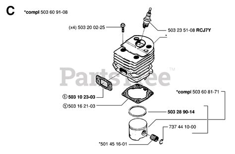 Husqvarna 55 Rancher Husqvarna Chainsaw Sn 19983100001 20001900000 Cylinder Piston Parts