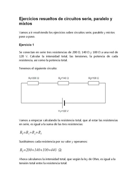 Ejercicios Resueltos De Circuitos Serie Descargar Gratis Pdf Resistencia Eléctrica Y