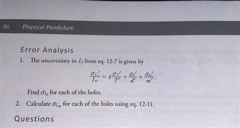 Solved Experiment 12 Physical Pendulum Purpose The Purpose