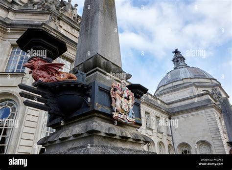 Welsh Dragon And Cardiff Coat Of Arms City Hall Building Wales United