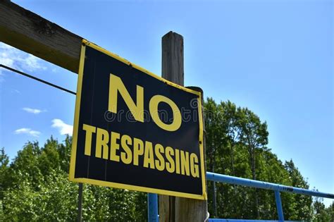 Yellow No Trespassing Sign Stock Image Image Of Large 125269295