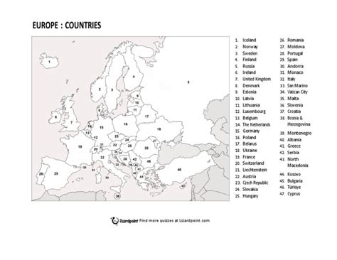 Europe Countries Numbered Labeled v1.1 PDF | PDF